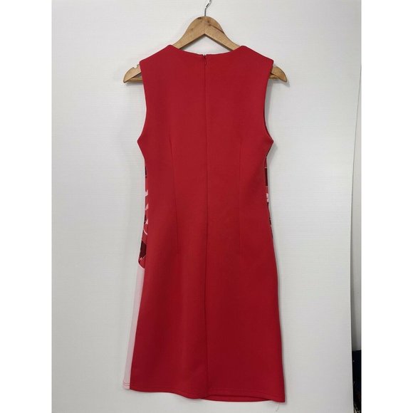 Teaberry Red White Sleeveles Floral Cocktail Dress size 12 - Picture 5 of 6